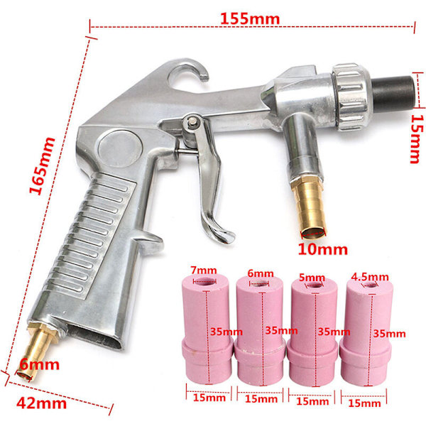 Luftpudser Sandblæsning Luftblæsepistol Sandblæsere 4,5 mm/5 mm/6 mm/7 mm Keramiske Dysespidser sæt
