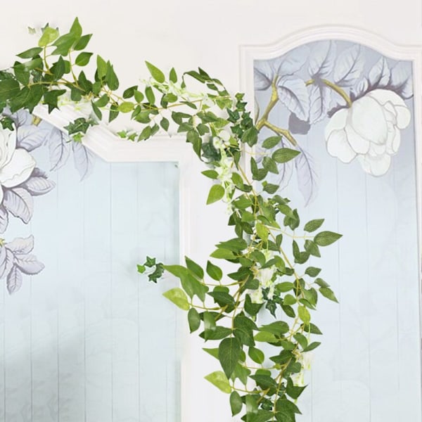 4 stk. Kunstige Blomsterguirlande Falsk Silkevin Falsk Vin Ivy Planter til Bryllup (Hvid)