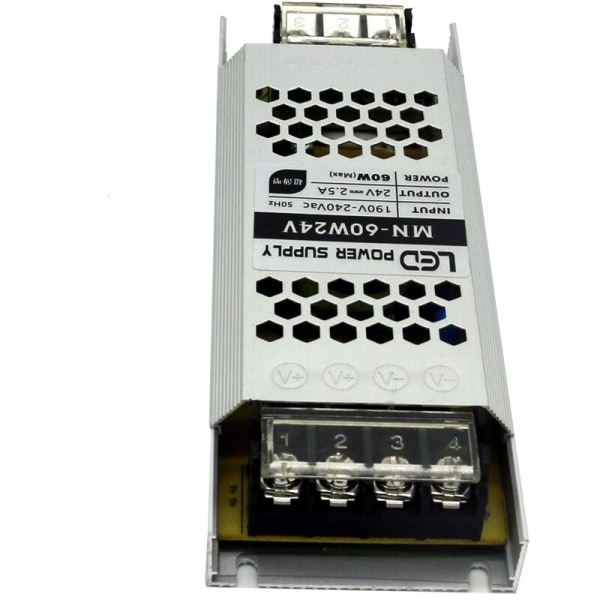 Ultra tynn strømbryter strømforsyningstransformator AC190-240V DC24V 2.5A 60W strømadapter for LED-strimler