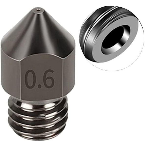 2 stk. MK8 hærdet stål dyse printhoved forbrugsvarer 1,75/0,6 mm 3D-printer ekstruder dyser til Ender3/V2/PRO