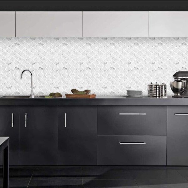 Imitation Marble Pattern Tile Sticker for Kitchen or Bathroom, Removable Backsplash 3D Wall Tile 5 Pieces Series