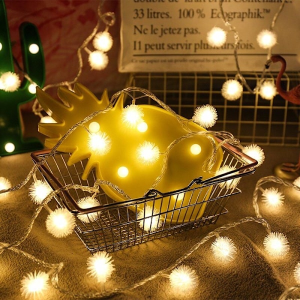 LED Plys-Bold-Lysstreng Havehave Dekoration Julegave Udendørs Vandafvisende Sne Globe Lys (3M30LED, varm hvid)