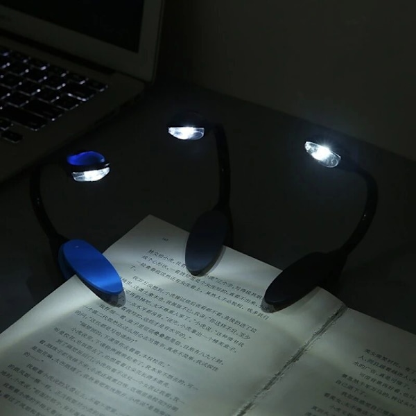 1 st Mini Flexibel Clip-On Ljusstark Boklampa Laptop Vit LED Bokläsningslampa Lampa Läslampa Clip Ljus Bärbar Led Mini Lampa Svart