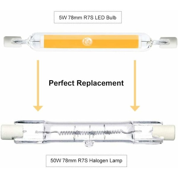 5W R7S 78MM LED J78 COB Filamentpære, 500 Lumen 360 Grader, Halogenpære 30W 48W 50W Equivalent, Perfekt til Hjem, Køkken, Værelse, Balkon, Kontor,