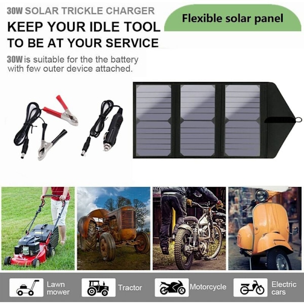 30W 20V Utomhus Solvikbar Väska Bärbar Monokristallin Silikon Dubbel USB Solladdare Panel Vikbar Väska
