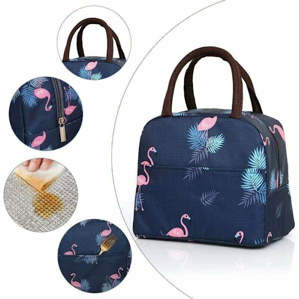 Navy Flamingo Cool Bento Taske Bento Taske Bærbar Isoleret Frokostpose Cool Frokostpose Picnic Tote Taske Isoleret Pungpose Vandtæt Lærred Damer, Sol