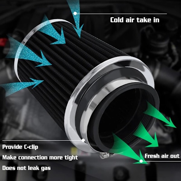 Universaali auton muokattu sienihattuinen ilmansuodatinelementti 76 mm/70 mm/63,5 mm/60 mm lisävarusteet