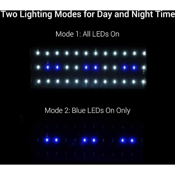 ClassicLED Akvarielys, LED-lys for ferskvannsakvarium, Akvariumplantelys, 2 moduser LED-lampe for akvarium, 40 cm, 6W, 7000K