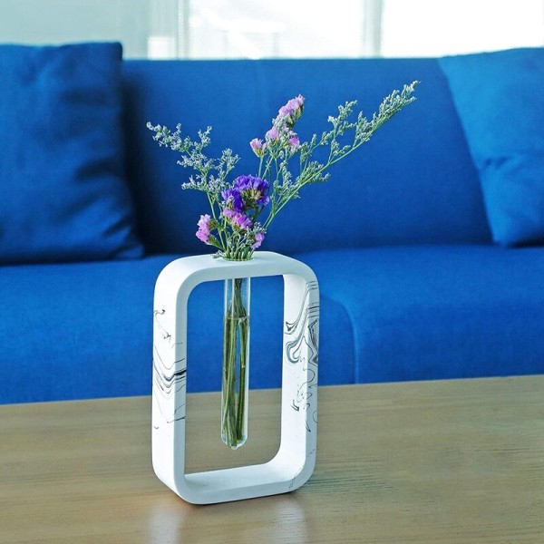 Håndlavet blækeffekt design bud vase og poleret og glat dekoration og midtpunkt (firkantet)