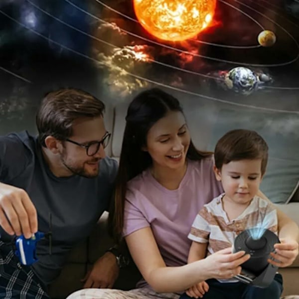Stjernehimmel-projektor, LED-galakseprojektorlampe, realistisk stjernehimmel nattlys med 12 filmdisker, konstellasjon måne solsystem, for romdekorasjon