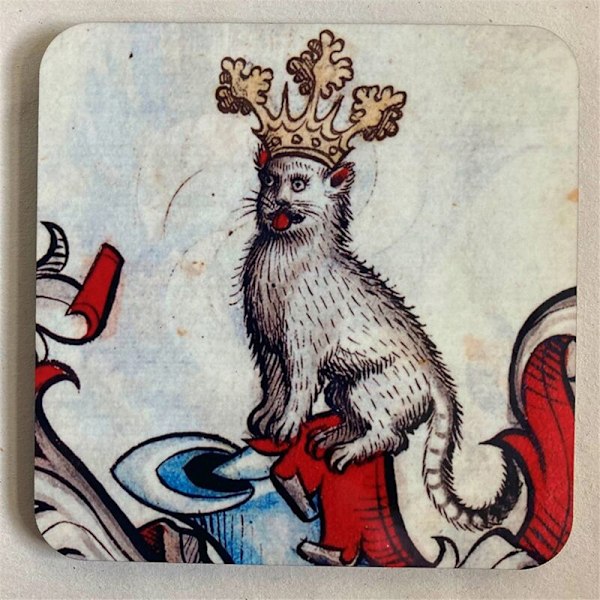 4 st Medieval Cat Coasters för kattmönster Runda Coaster Set, Dryck Coasters Cat Coasters