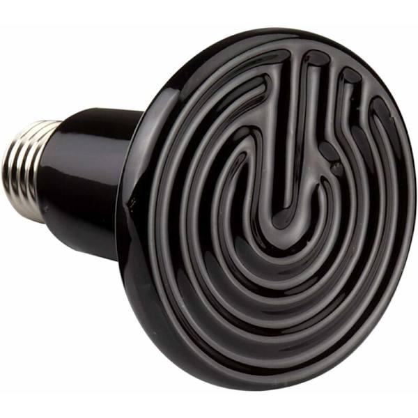 Infrarød Varmelampe, Reptil Lampe Terrarium Pære E27 6 x 7 cm 100W 220-240V Svart Keramikk for Reptiler, Amfibier, Vivarium, Terrarium, Slange, Bi