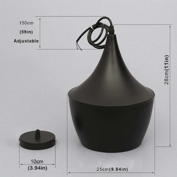 Moderne 40W Retro Industriell Stil Hengelampe E27 Edison Chandelier Base Taklampe Metallskjerm Belysning for Soverom Kjøkken Spisestue Stue