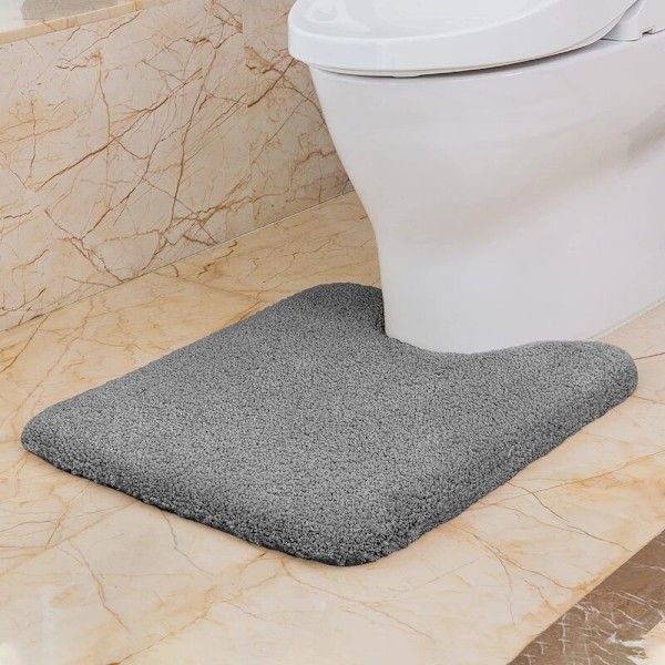 Skridsikker Toilet Konturmåtte Tykkere Toiletmåtte Absorberende Toiletmåtte Ultra Blød Mikrofiber Badeværelsesmåtte, Hurtigttørrende, Maskinvaskbar - 50