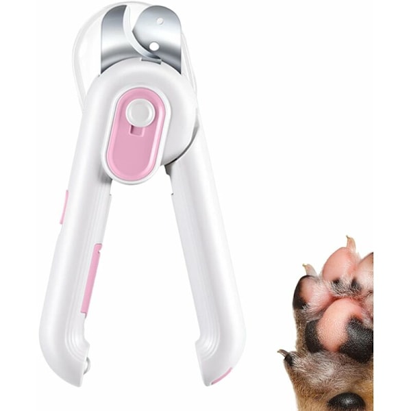 Katteklo-klipper, LED-klo-klipper for katter, bærbare kjæledyr-klo-klipper, klo-trimmer og -trimmer for små valper, kaniner, kattunger (rosa)
