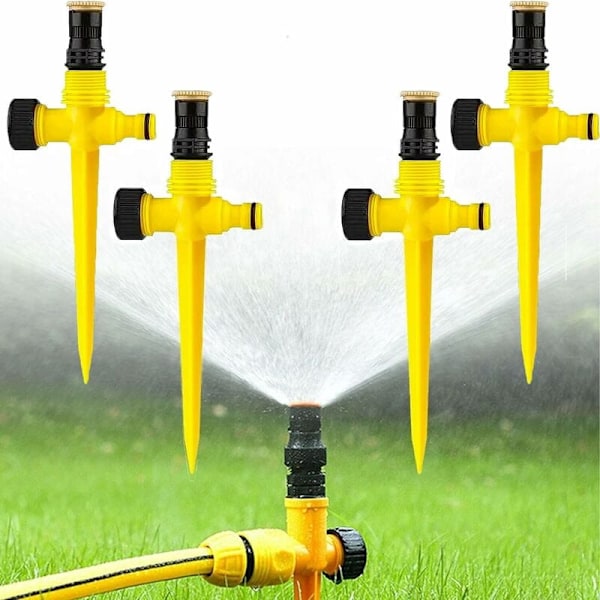Havevandssprinkler, 4 stk. plænesprinkler, 360° roterende automatisk sprinkler, sektorplænesprinkler justerbar 90°-180°-360° sprinkler til planter, blomster