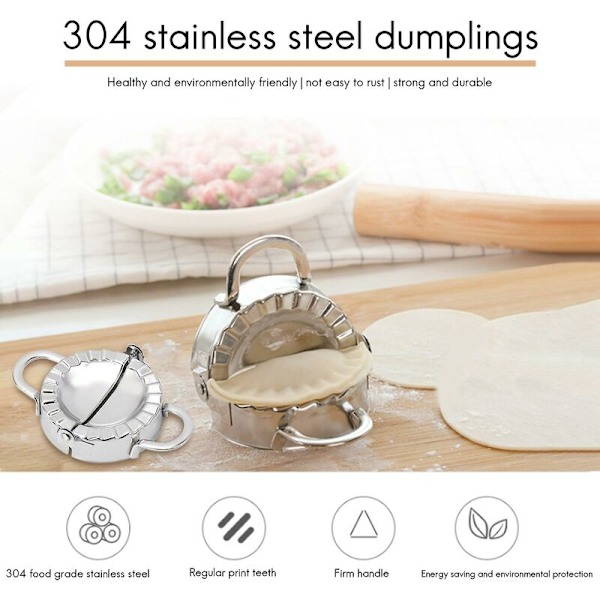Dumpling Maker 7-pack i rostfritt stål - Lätt att göra pajer, ravioli, empanadas, pierogi, pressform, skärverktyg