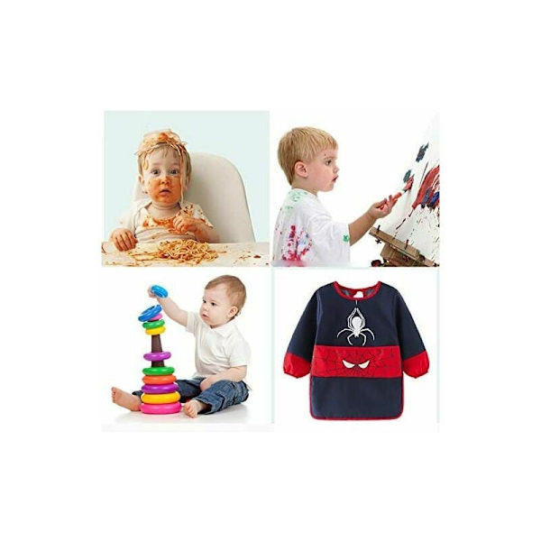 Barnmålningsskydd 3-5 år, Vattentät barnkonstförkläde, Barnlångärmad förkläde med fickor för målning, baka en tårta