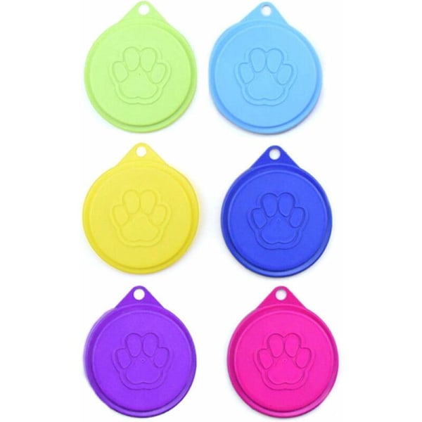 6 st Silikon Konservburk Hund Katt Lock Reusable BPA-fria Matlock Universal för Hund Katt Husdjur Konserverad Mat, (Slumpmässig Färg) -