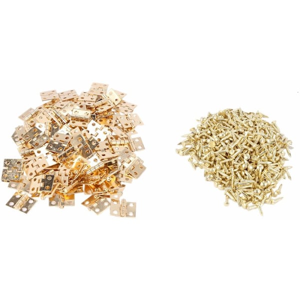 100 stk Mini Messinghengsler Jernvare 180 Graders Rotasjon for Dukkehus Miniatyr Møbler Skap (DIY)