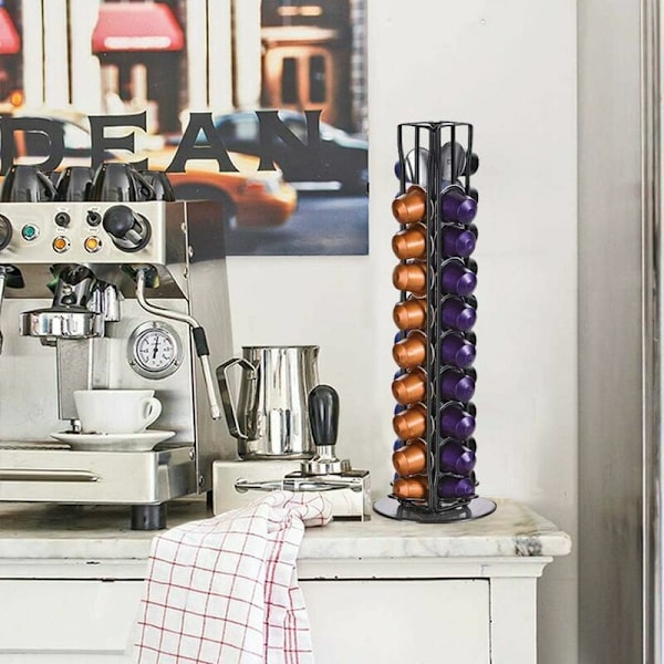 Nespresso Kapselholder, 360 Graders Drejelig Nespresso Kaffeekapselholder, Sort Nespresso Kapsel Dispenser Rækkevidde 40 Stk, Nespresso Kapsel