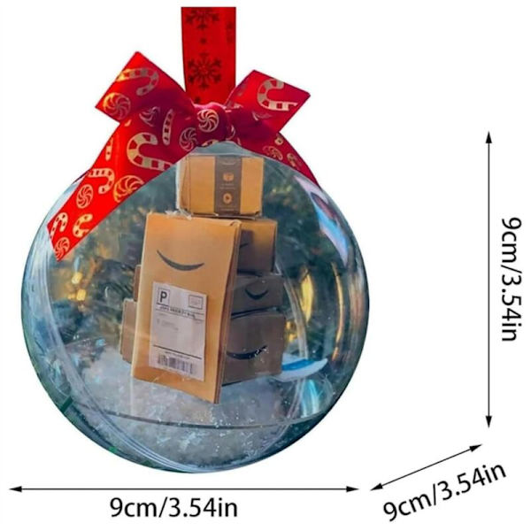 Julekule Ball Juletrepynt Transparent Ball Hjemmepynt Hengende Ball Utsøkt Gave - Svart