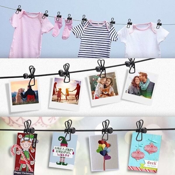 Tvättlina 2-pack, Camping Tvättlina, Resa, Utomhus, 73 tum, Flexibel, Bärbar, Elastisk Tvättlina med 12 Belagda Pinnar och 13 Svarta Positioner