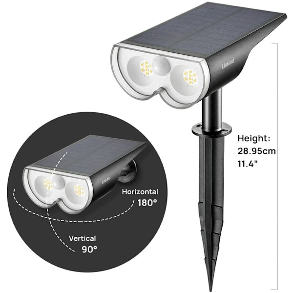 Solcellelamper til udendørs med bevægelsessensor, IP65 vandtæt udendørs væglampe, 3000K varm hvid 650lm Meget lys stærk solcellelampe til have, garage