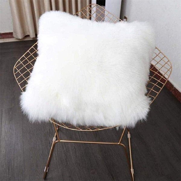 Vita Mjuka Fluffiga Plysch Kuddfodral, Sovrum Soffa Bil Dekoration Kuddfodral 45X 45Cm 2-pack