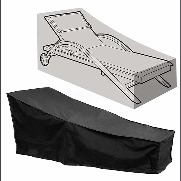 Utomhusstolskydd Långt Överdrag Andningsbart Vattentätt 420D Oxfordtyg för Däckstol Tarp Solstol Solstol 200x70x40x75cm, Svart