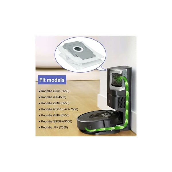 6 stk. støvsugerposer til iRobot Roomba i3 i3+ i4+ i7 i7+ J7+ S9 S9+ Clean Base Automatisk Snavsudsugning Udskiftningsstøvsugerpose