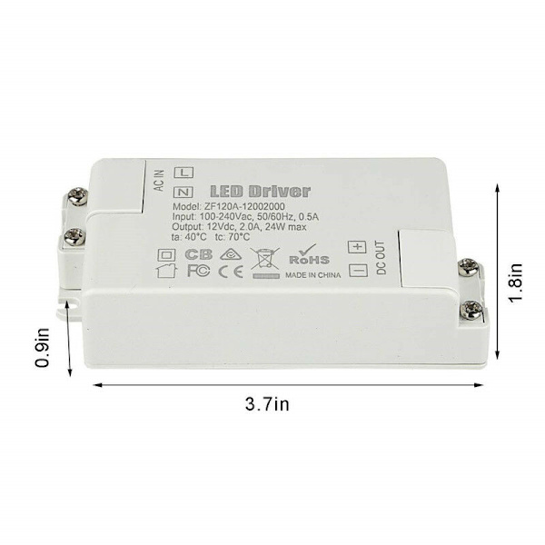 24W 12V Strømforsynings Transformer - Konstant Spænding LED Driver Konverter Adapter - til G4, MR11, MR16 LED Strips og Pærer