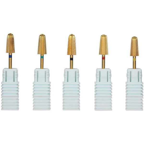 5 st Tungstenstål Borr Bits Set Slipsten Konisk Borr Bits för Nagelband Gel Snabb Polering Remover Exfoliering