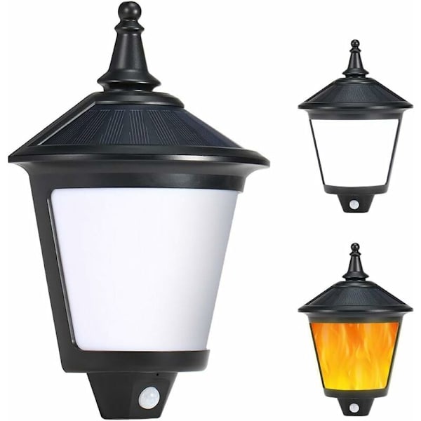 1 Utendørs Solcelle Flamme eller Daglys Solcelle Vegglampe Utendørs, Solcelle Flamme for Gang, Vegg, Hage, Fest, Julefest HIASDFLS