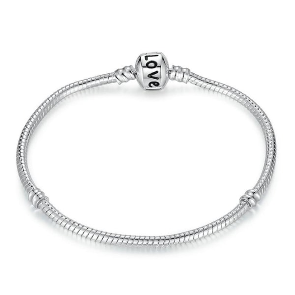 Snake Chain Armbånd -LOVE -kompatibelt med Pandora Beads charms -Stemplet: 925 Sølvbelagt