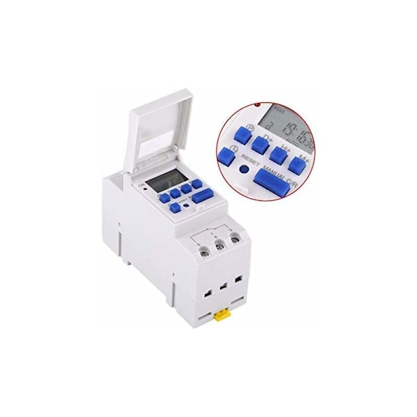 Programmerbar Digital Timer, Digital Elektronisk Timer, Astro Digital Dagsafbryder, 220V Type, AHC15A, Digital Timer med Batteri, Hvid