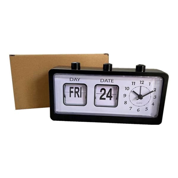 Mekanisk väckarklocka Nyhet Flip Clock Digital Desk Clock med kalender Retro Decor Clock, Vit