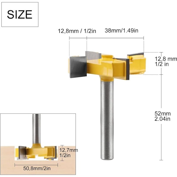 Pinnatyylikone, Uurtetyökalu, 8 mm Reunoitusjyrsä, 1/4\" Varsi T-Terä, Oville, Pöytiin, Hyllyille, Seinille ja Enemmän