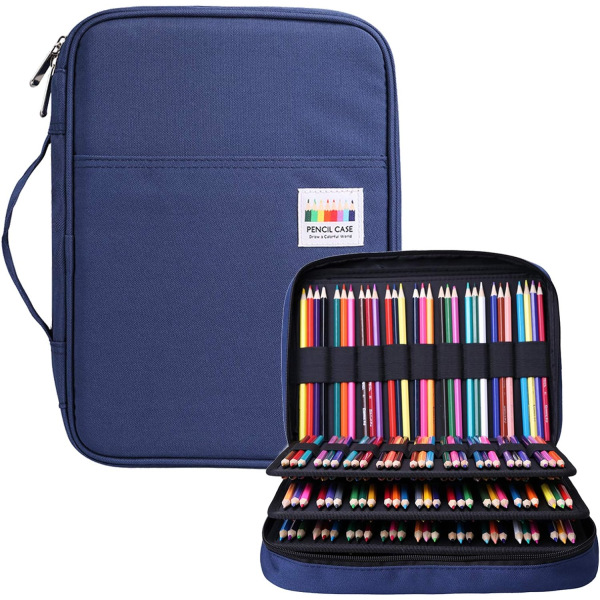 Case med 220 hål och multifunktionspennväska med dragkedjeförsedd stor kapacitet med handtag Bärbart vattentätt case för studenter Barn Vuxna Arti