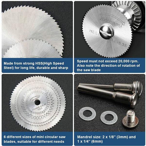 Skärdiskar för Dremel, HSS, Minicirkelsågblad för skärning av trä, plast och metall-DENUOTOP