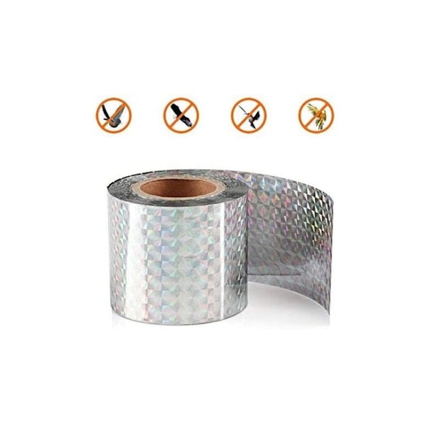 Fugleafvisende Tape 4,8 cm 80M Dobbeltsidet Due-afvisende Tape Dobbeltsidet Fugleafvisende Holografisk Skinnende Fugletape til at Skrække Fugle og Fugle