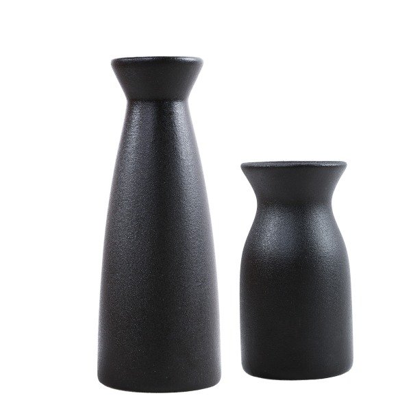 Keramisk vas Set med 2, svart matt Boho-vas för dekorativ torkad pampasgräsdekoration, bordscentrum för hemmakontor Rustik vardagsrumsdekoration