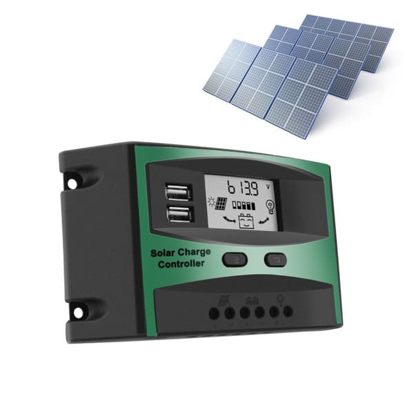 30A Solcelle Controller 12V 24V LCD Funktion Dobbelt USB Udgang 5VDC Solcelle Panel Batteri Laderegulator