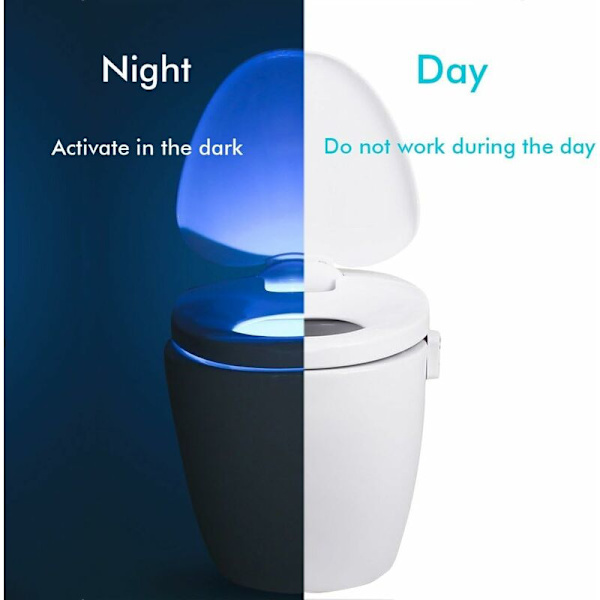 LED Toalettlampa Nattlampa, Energisparande, 8 Färger Ändras, PIR Rörelsesensor Belysning Passar Alla Toalettsitsar/Badrum-