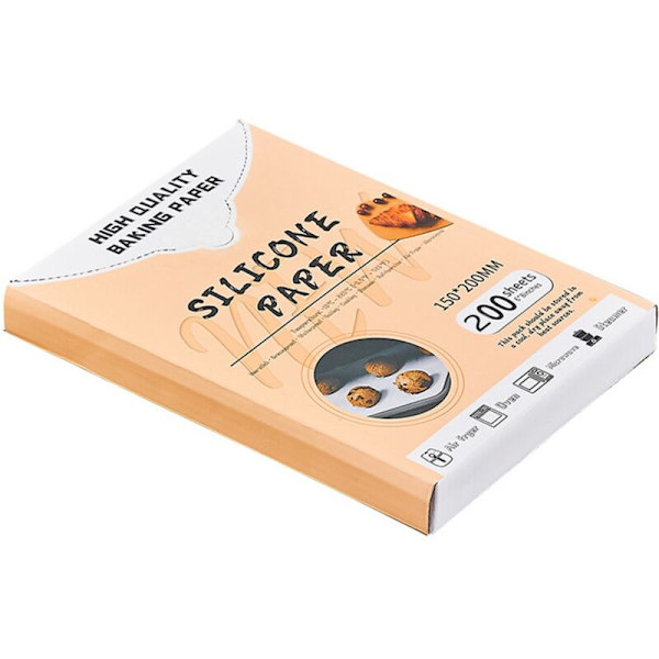 200 st Matpapper för Grillning, Livsmedelskvalitet, Vattentät, Bakning, Hög Temperaturbeständig Silikonbakpapper (15x20 cm)