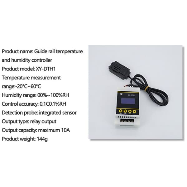 10A LCD-skinne digital display termostat temperaturfuktighetskontroller med XY-DTH1-sensor dobbeltkanals relémodul