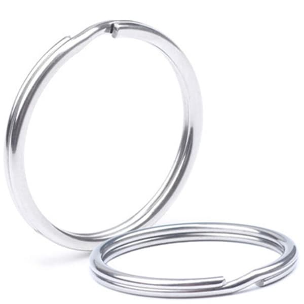 100 st 304 rostfritt stål split car platt ring nyckelring silver 25mm