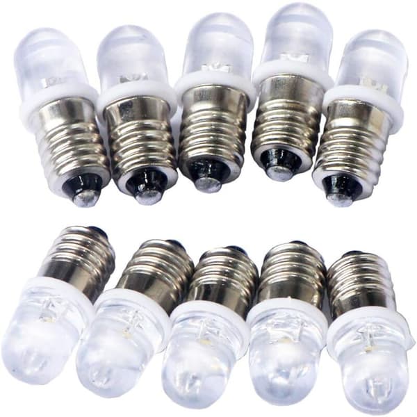 10 stk. E10 3V Spot LED Pærer Kold Hvid, 6000K