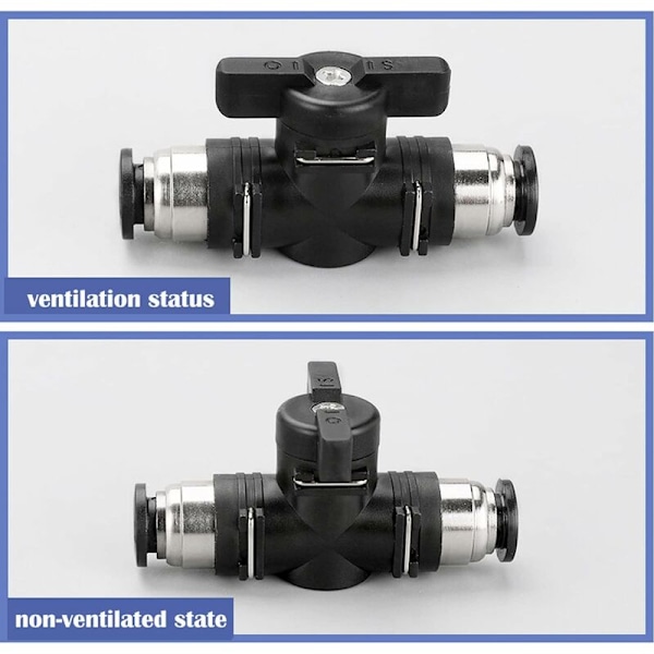 3 stk. 4mm Pneumatiske Fittings Push Quick Connector Manuel Push Valve Forbindelse Pneumatisk Lige Connector til Forbindelse af Polyethylen Nylon og PU