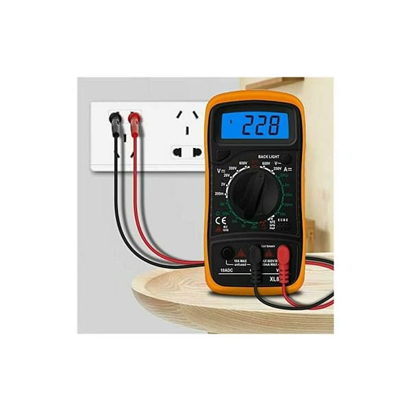 Digitalt multimeter LCD-ohmmeter voltmeter AC DC spenningstester krets tester summer. (Gul)